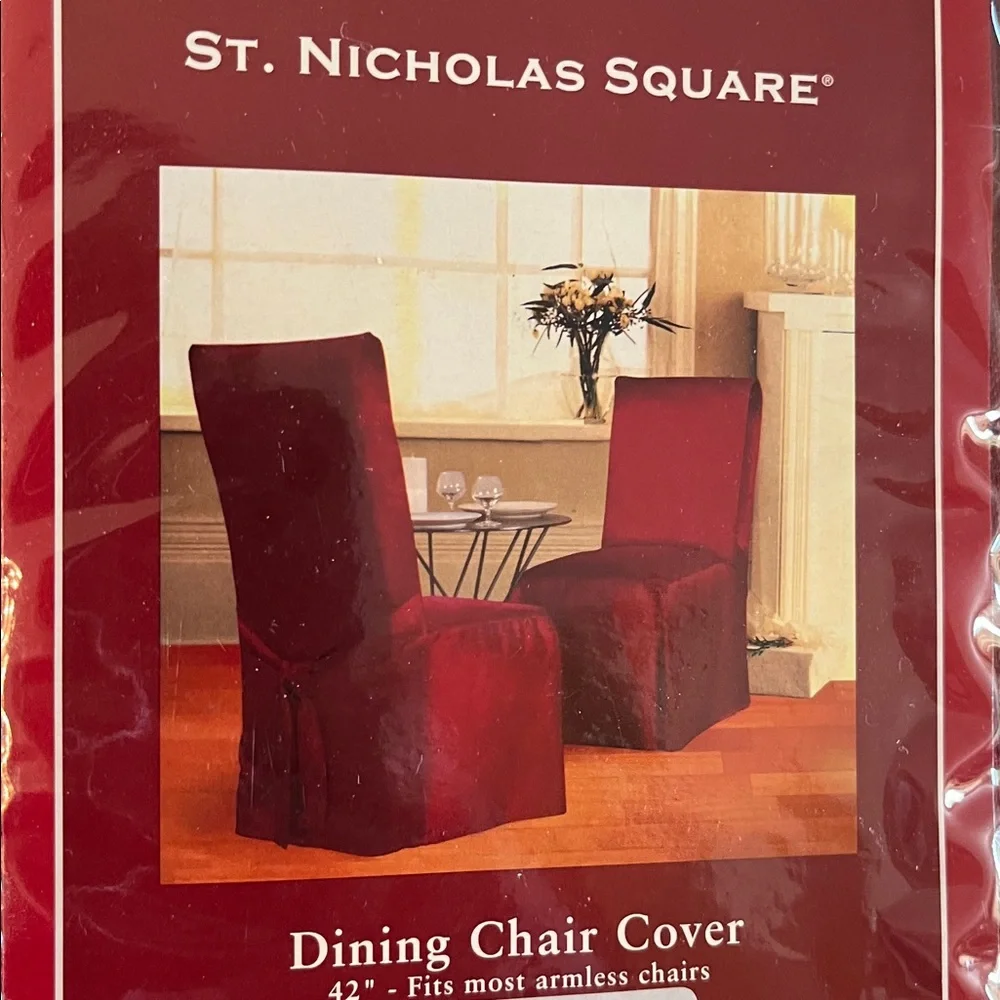 New St Nicholas Square set of FOUR Red Dining Room Chair Covers up to 42” tall